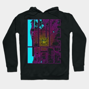 Adelaide, Australia City Map Typography - Neon Hoodie